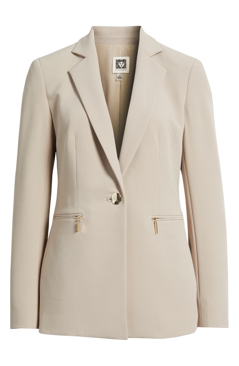 Anne Klein Zip Pocket One-Button Blazer, Alternate, color, Latte