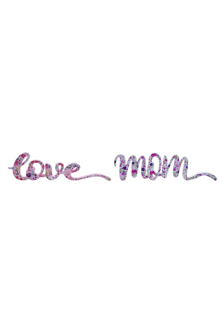 MDF Script Love and Mom Decor Set of 2 Spring Home Decorations Freestanding Signs for Spring and Summer, Main, color, Multicolored