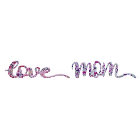 MDF Script Love and Mom Decor Set of 2 Spring Home Decorations Freestanding Signs for Spring and Summer