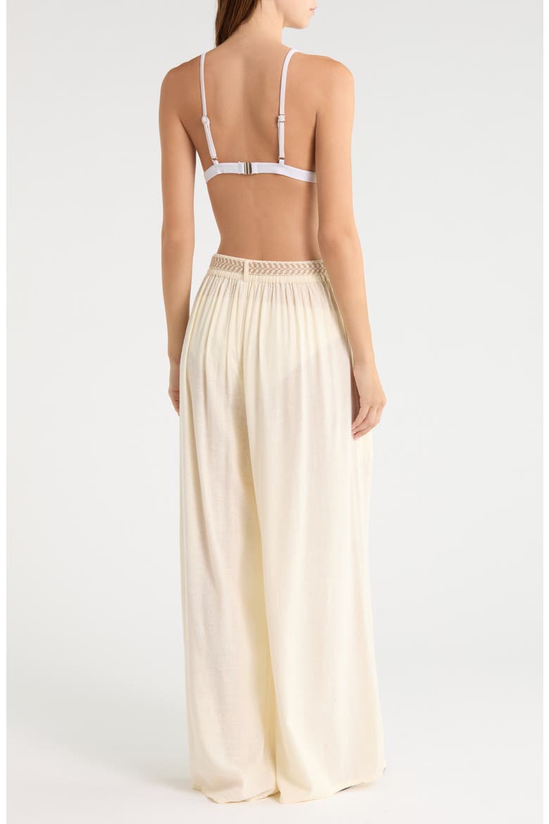 Tie Belt Wide Leg Cover-Up Pants, Alternate, color, OFF WHITE