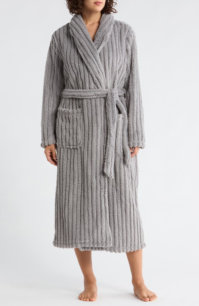 NORDSTROM RACK Textured Plush Fleece Robe, Main, color, Grey Frost
