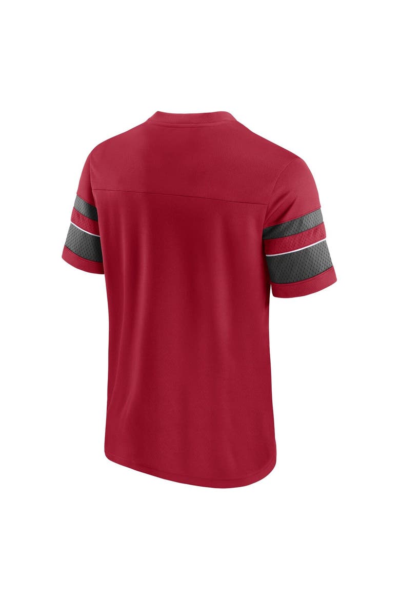 Men's Fanatics Branded Red Tampa Bay Buccaneers Textured Hashmark V-Neck T-Shirt, Alternate, color, Red