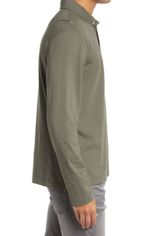 Billy Reid Pensacola Long Sleeve Organic Cotton Pocket Polo In Green