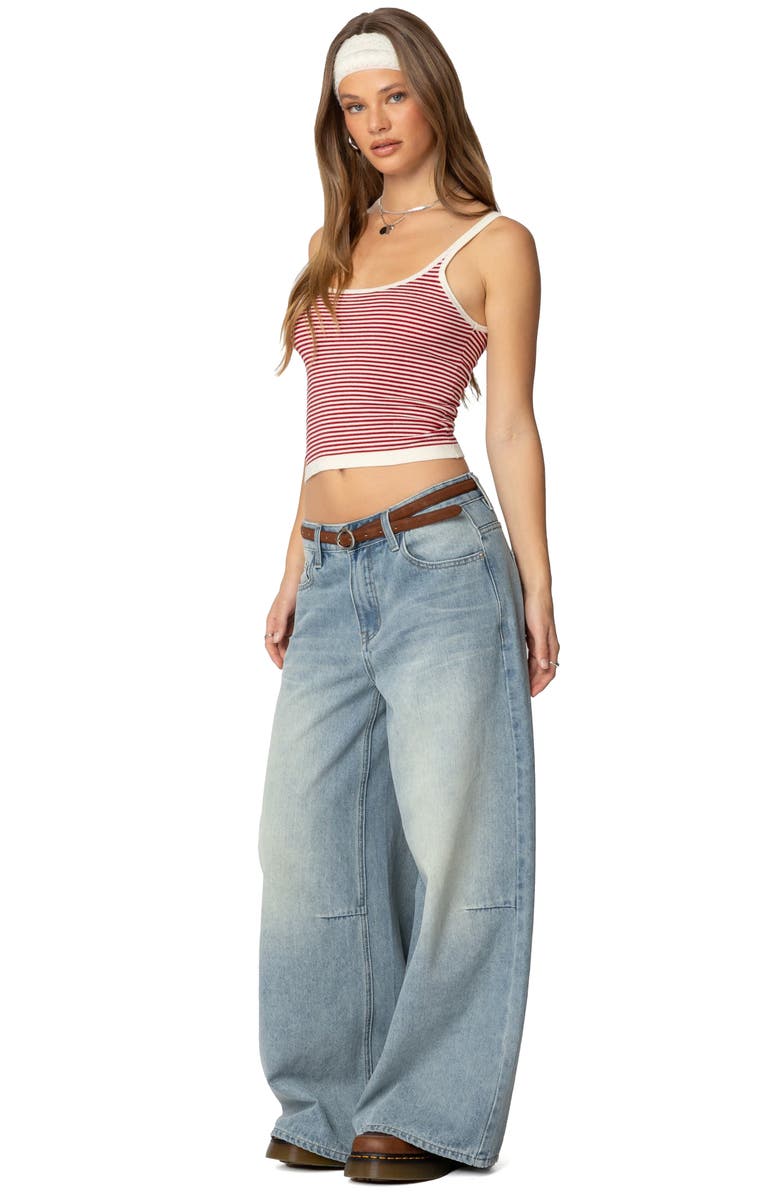 EDIKTED Saylor Stripe Knit Tank Top, Alternate, color, Cream-And-Red