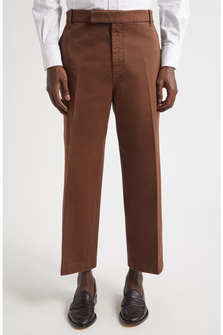 Cotton Twill Crop Chinos, Alternate, color, BROWN