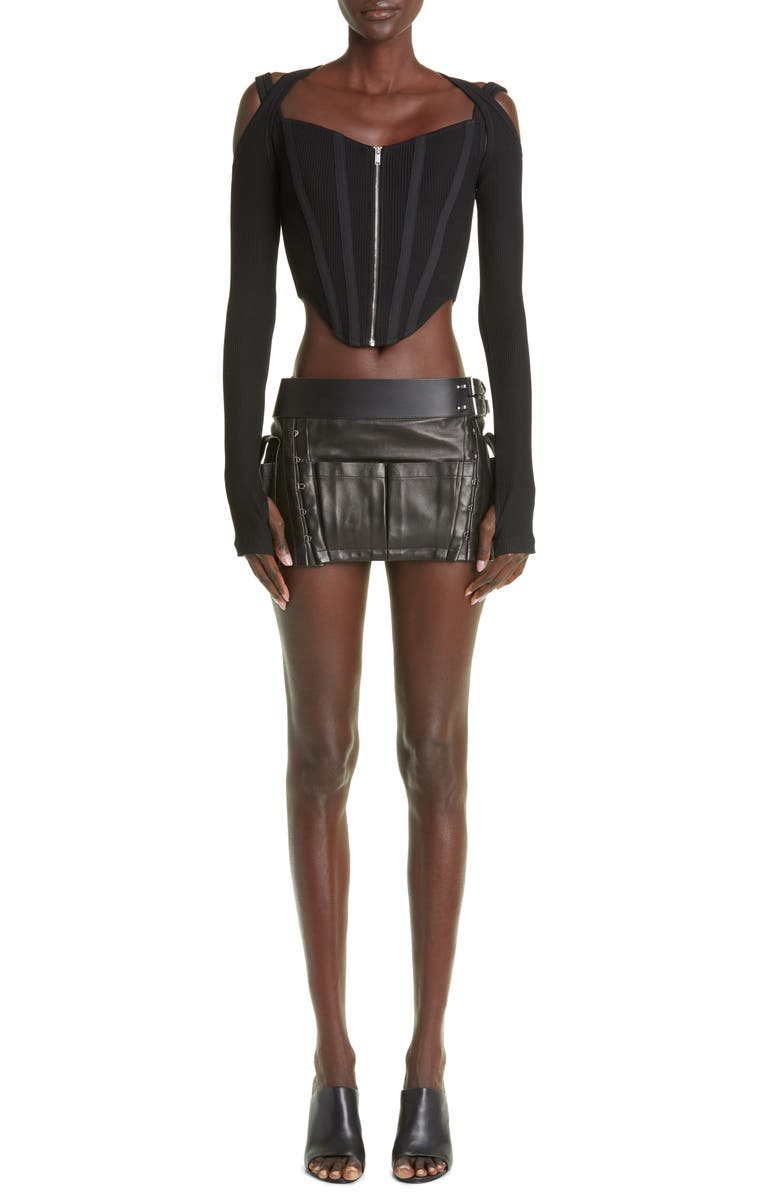 Dion Lee Tool Belt Leather Miniskirt, Alternate, color, 