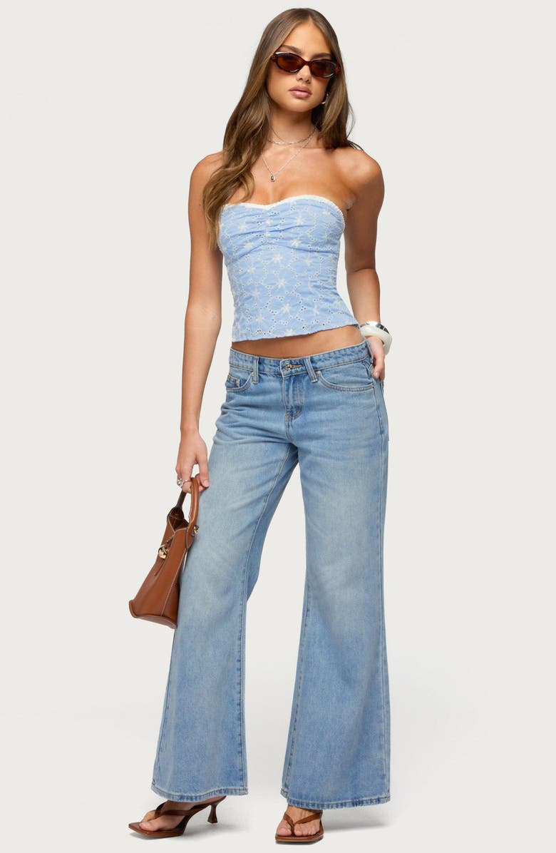 EDIKTED Zeffey Eyelet Strapless Corset Top, Alternate, color,