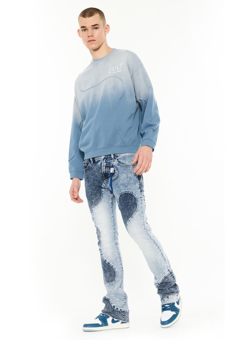 Pieced Dip Dye Sweatshirt, Alternate, color, BLUE STEEL