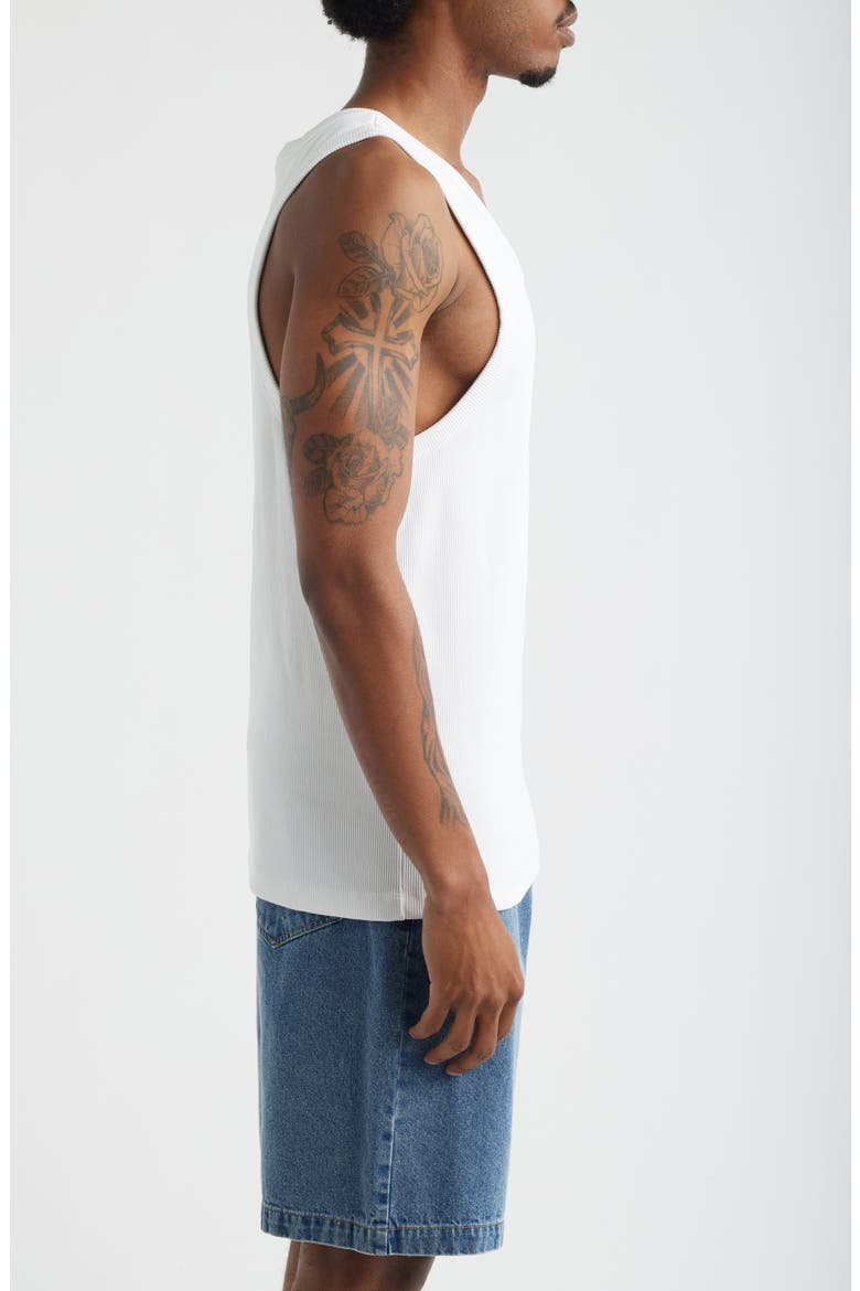 Arthur Logo Embroidered Rib Tank, Alternate, color, WHITE