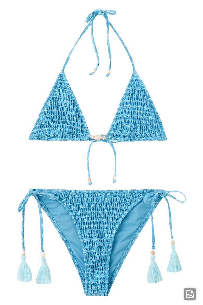 Smocked Triangle Bikini Top, Main, color, BLUE