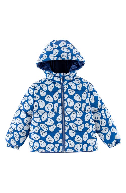Calonie Kids' Alex Reversible Down Hooded Puffer Jacket In Blue