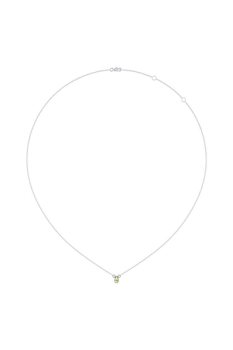 Pear Peridot & Diamond 14K White Gold Birthstone Necklace, Alternate, color, White Gold