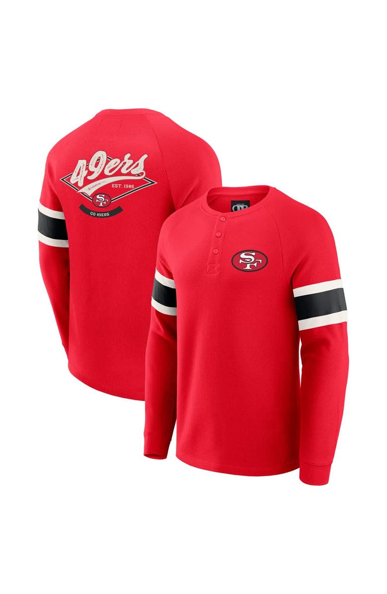 Darius Rucker Collection by Fanatics Men's Darius Rucker Collection by Fanatics Scarlet San Francisco 49ers Waffle-Knit Raglan Long Sleeve Henley T-Shirt, Main, color, Scarlet