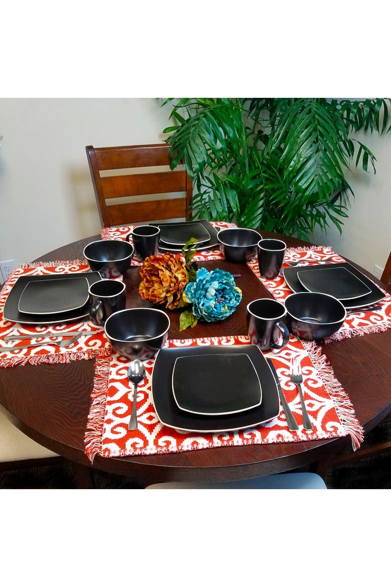 Soho Lounge Matte 16 Piece Dinnerware Set, Alternate, color, Black
