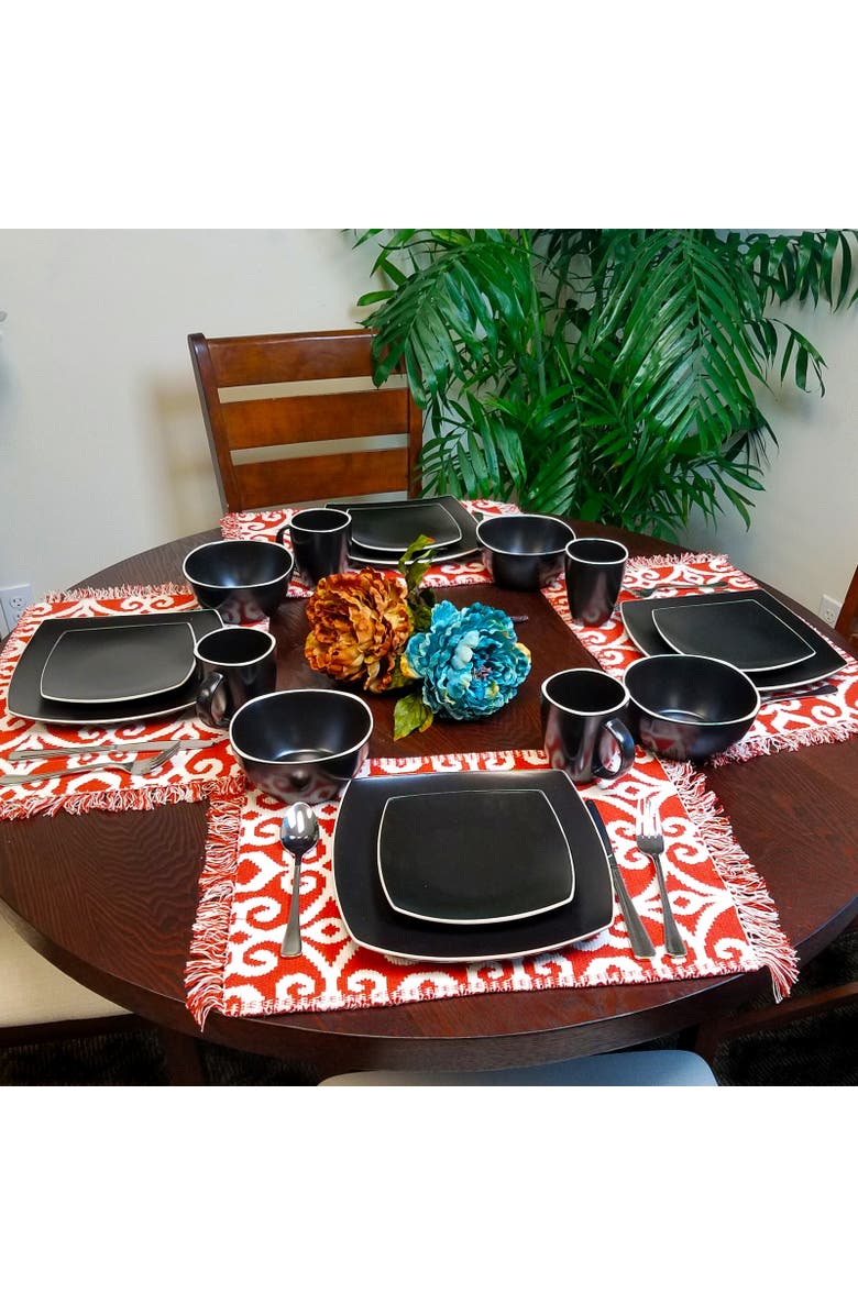 Gibson Soho Lounge Matte 16 Piece Dinnerware Set, Alternate, color, Black