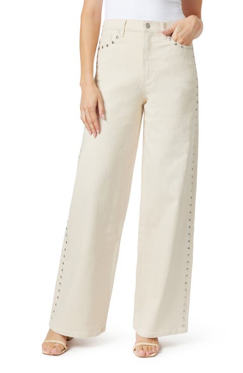 Studded High Waist Wide Leg Jeans