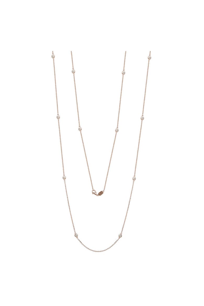 14K Gold 2cttw Bezel Diamond Station Necklace - 36 Inch, Main, color, Rose Gold