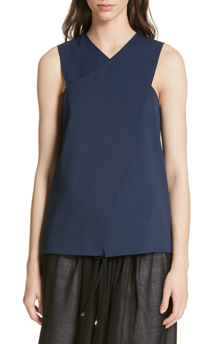 Tibi Chalky Drape Front Wrap Top, Main, color, 