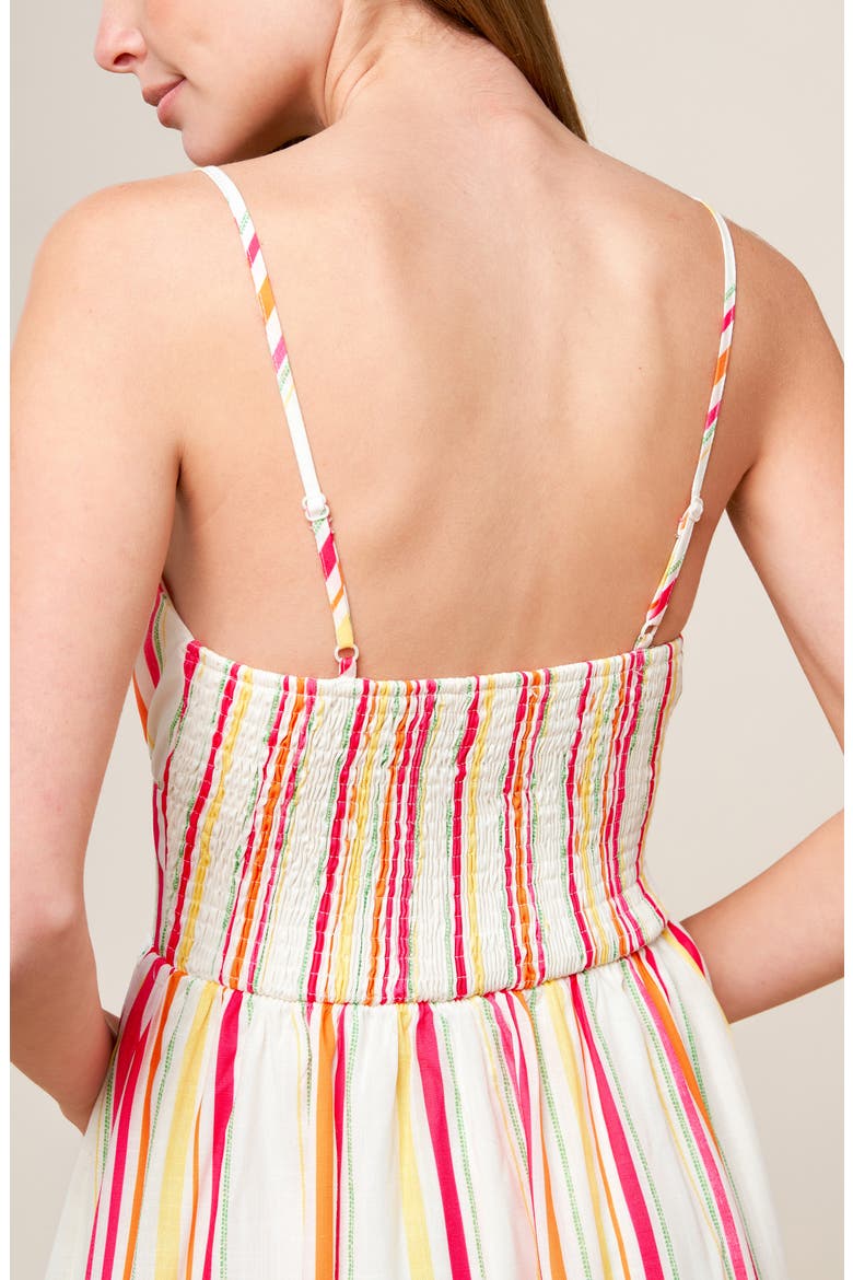 Stripe Tie Front Tiered Maxi Dress, Alternate, color, IVORY FUCHSIA
