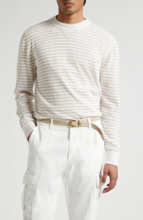 Stripe Cashmere Crewneck Sweater