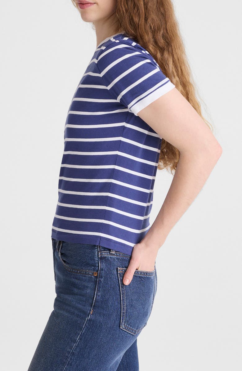 Madewell Allday Stripe Crewneck Baby Tee, Alternate, color, Cool Navy