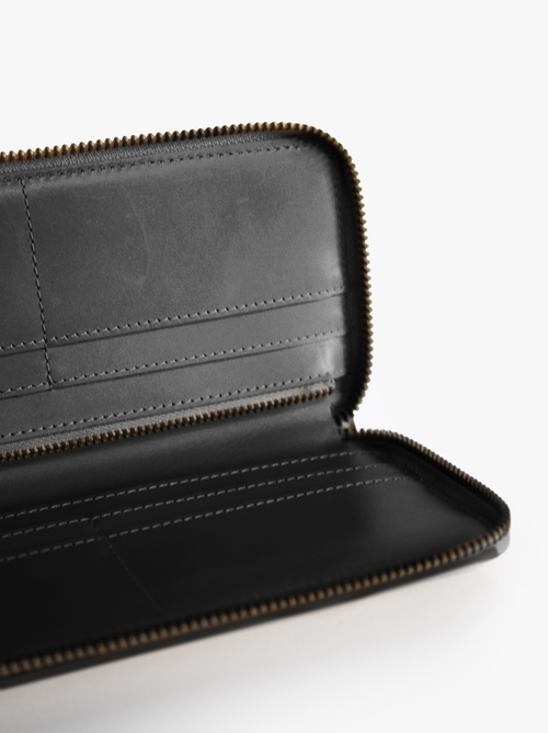 Able Helina Large Zip Around Wallet In Black