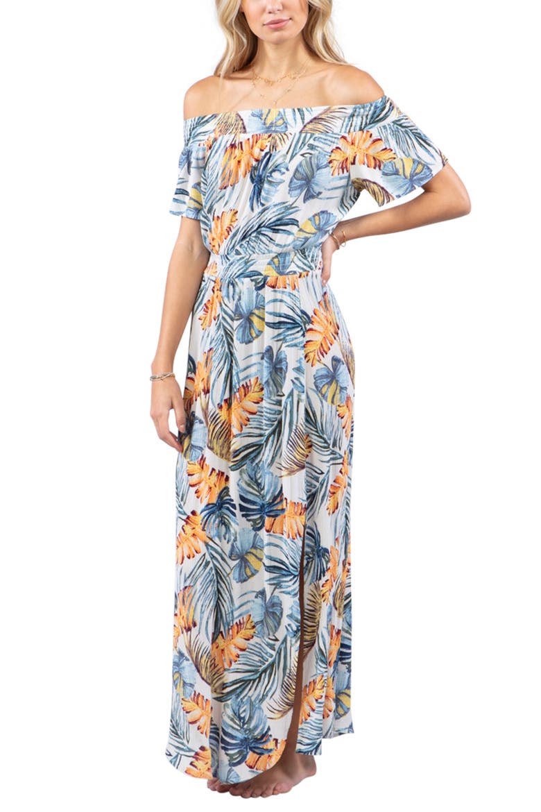 Sayulita Off the Shoulder Maxi Dress, Alternate, color, BONE
