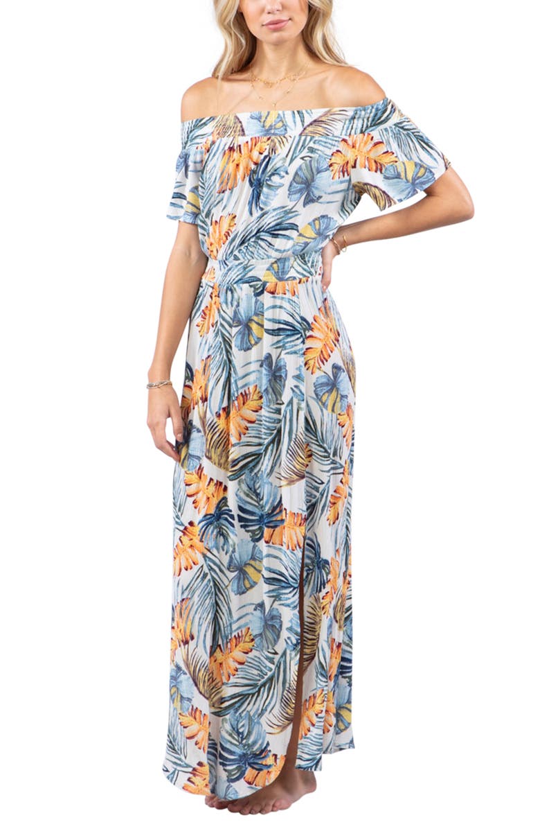 Rip Curl Sayulita Off the Shoulder Maxi Dress, Alternate, color,