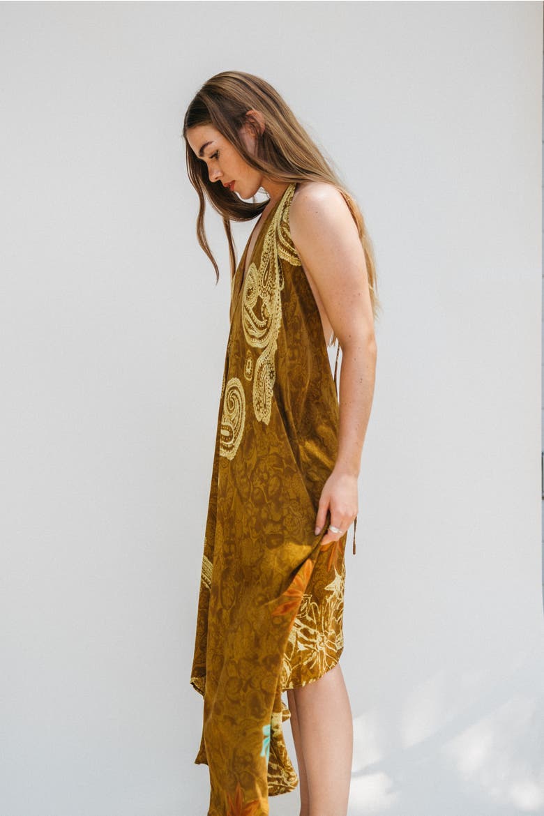 Classic Silk Dress Jori, Main, color, Gold