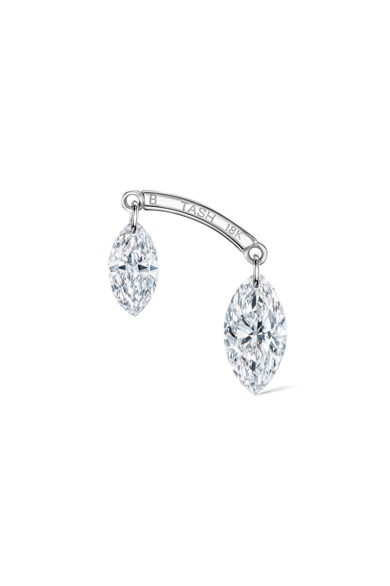 Floating Double Marquise Diamond Single Stud Earring, Alternate, color, WHITE GOLD