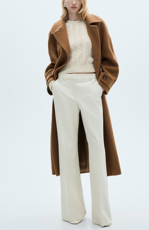 Mango Cable Knit Openwork Sweater In Ecru