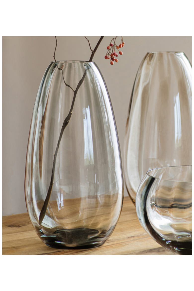 Bolla Pleated Glass Medium Vase, Alternate, color, GREY