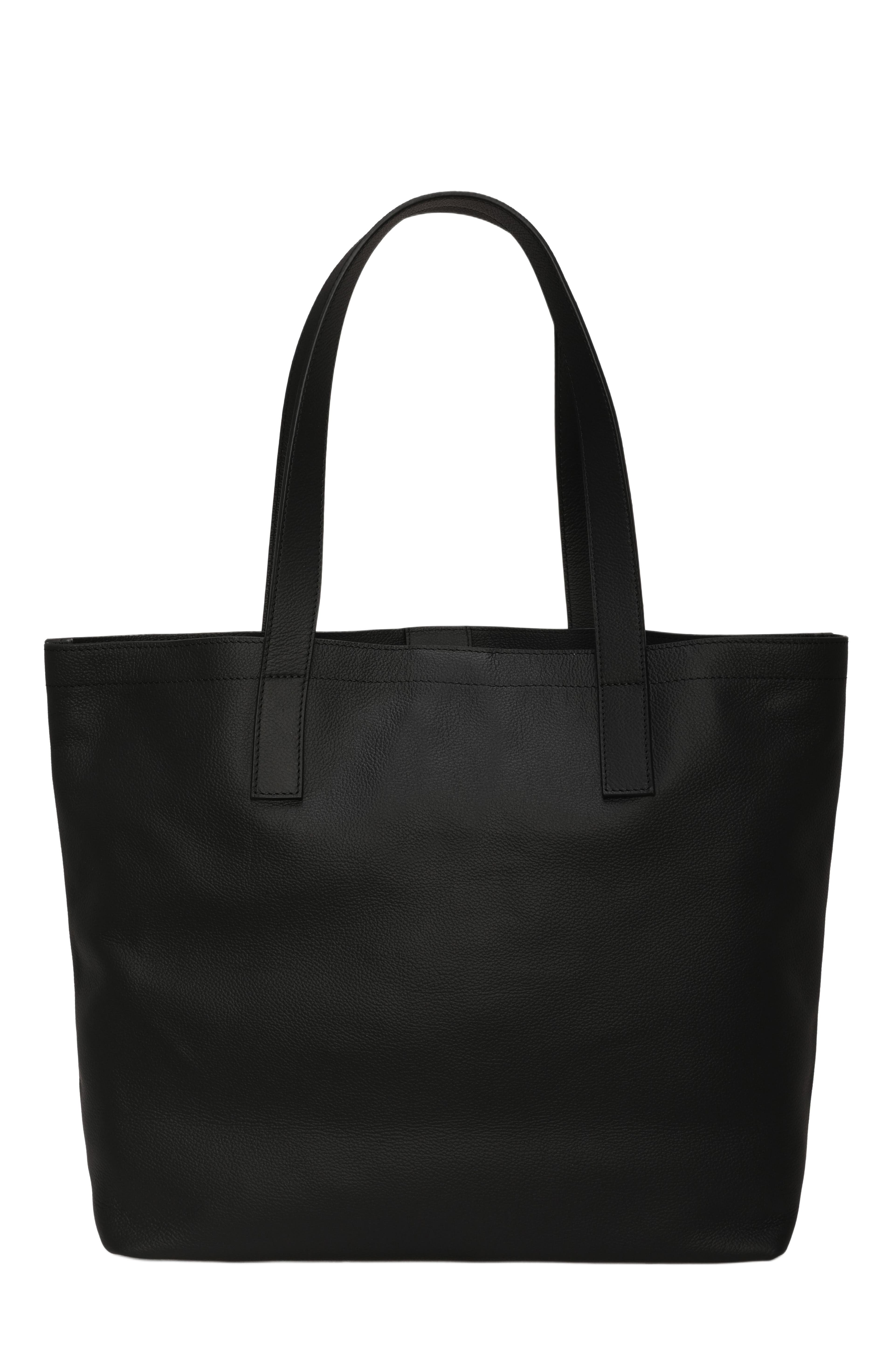 GORSKI Leather Tote Bag with Removable Zipped Pouch, Alternate, color, Black