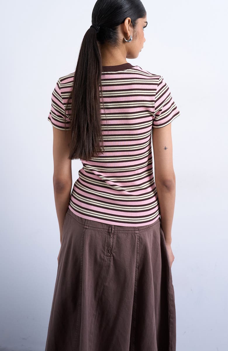 Topshop Stripe Short Sleeve Stretch Cotton Rib T-Shirt, Alternate, color, 