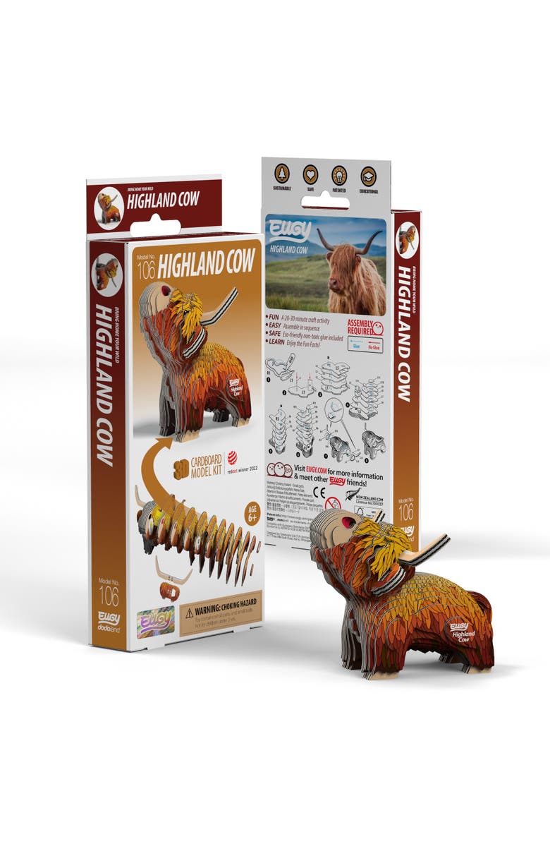 Eugy Puzzles Highland Cow 3D Puzzle, Main, color, NO COLOR