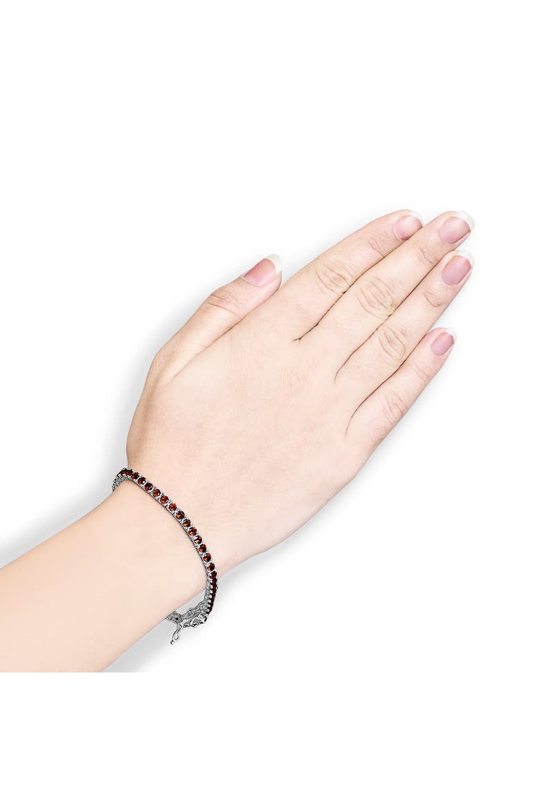 .925 Sterling Silver 10.0 Cttw Created Orange Garnet Tennis Bracelet - 7.25", Alternate, color, White