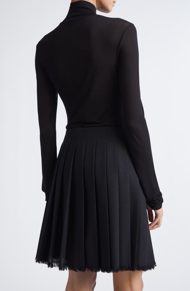 Jil Sander Semisheer Fitted Turtleneck Top, Alternate, color, Black