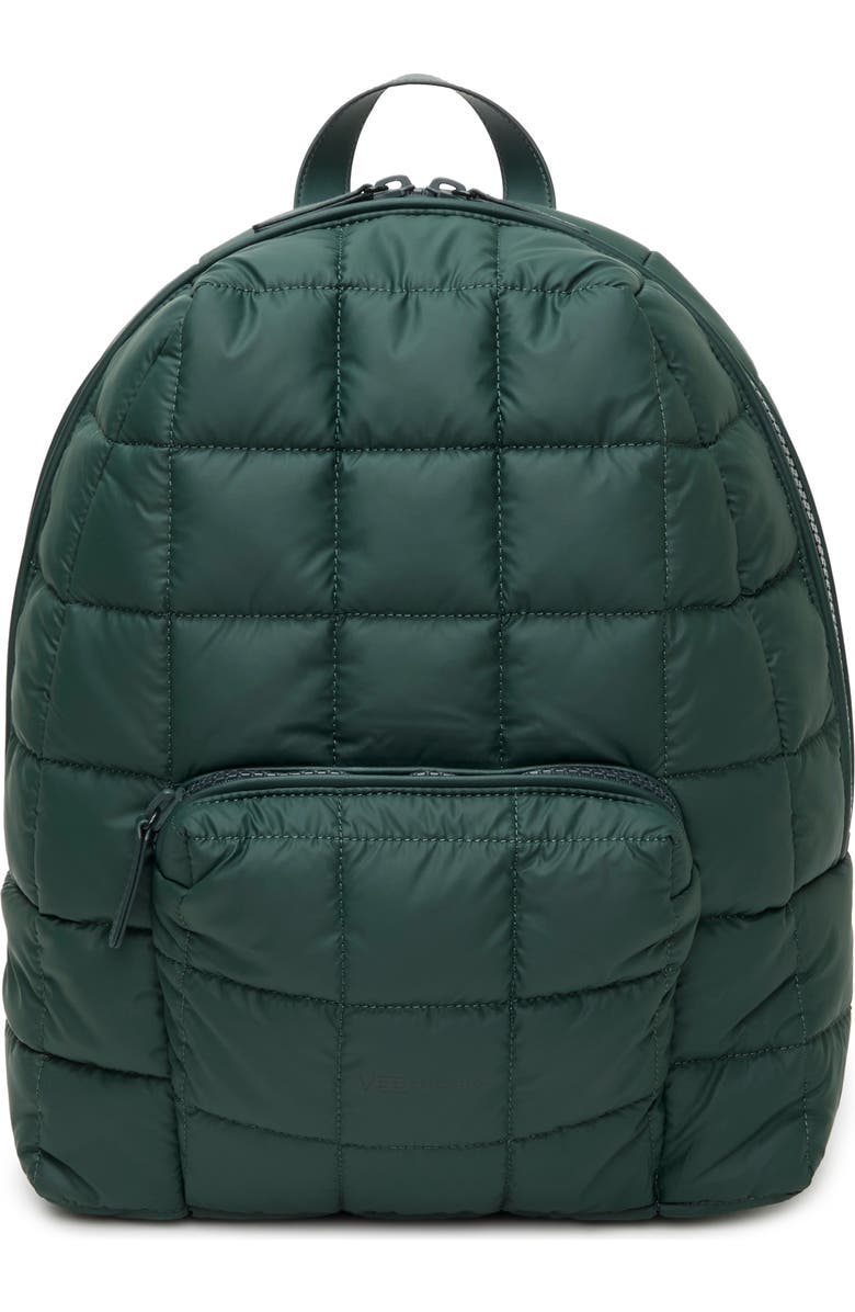 VeeCollective Porter Quilted Recycled Nylon Backpack, Main, color, Bottle Green