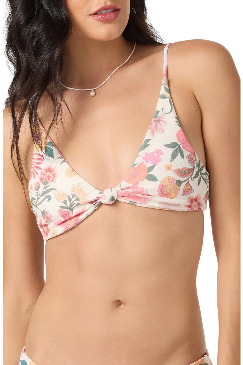 Camellia Floral Bikini Top, Main, color, VANILLA