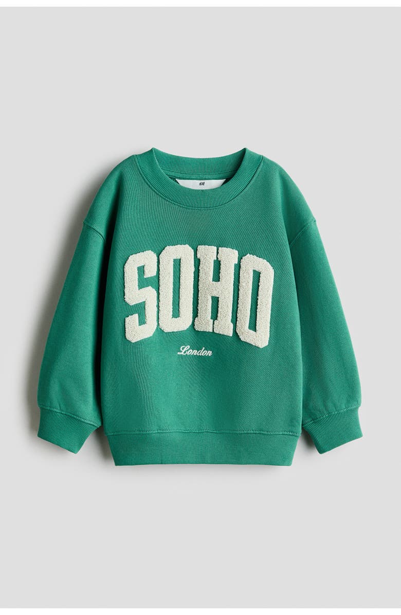 H&M Printed Crew-neck Sweatshirt, Main, color, Green/Soho