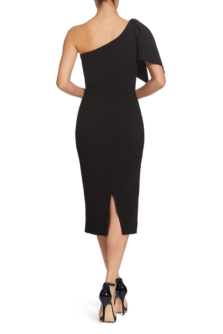 Tiffany One-Shoulder Midi Dress, Alternate, color, BLACK
