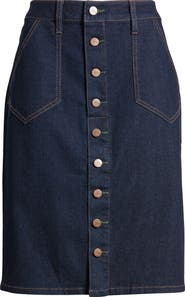 1822 Denim Button Front Denim Skirt