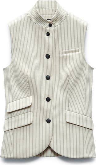 amoment STRIPE BUTTON VEST グレー