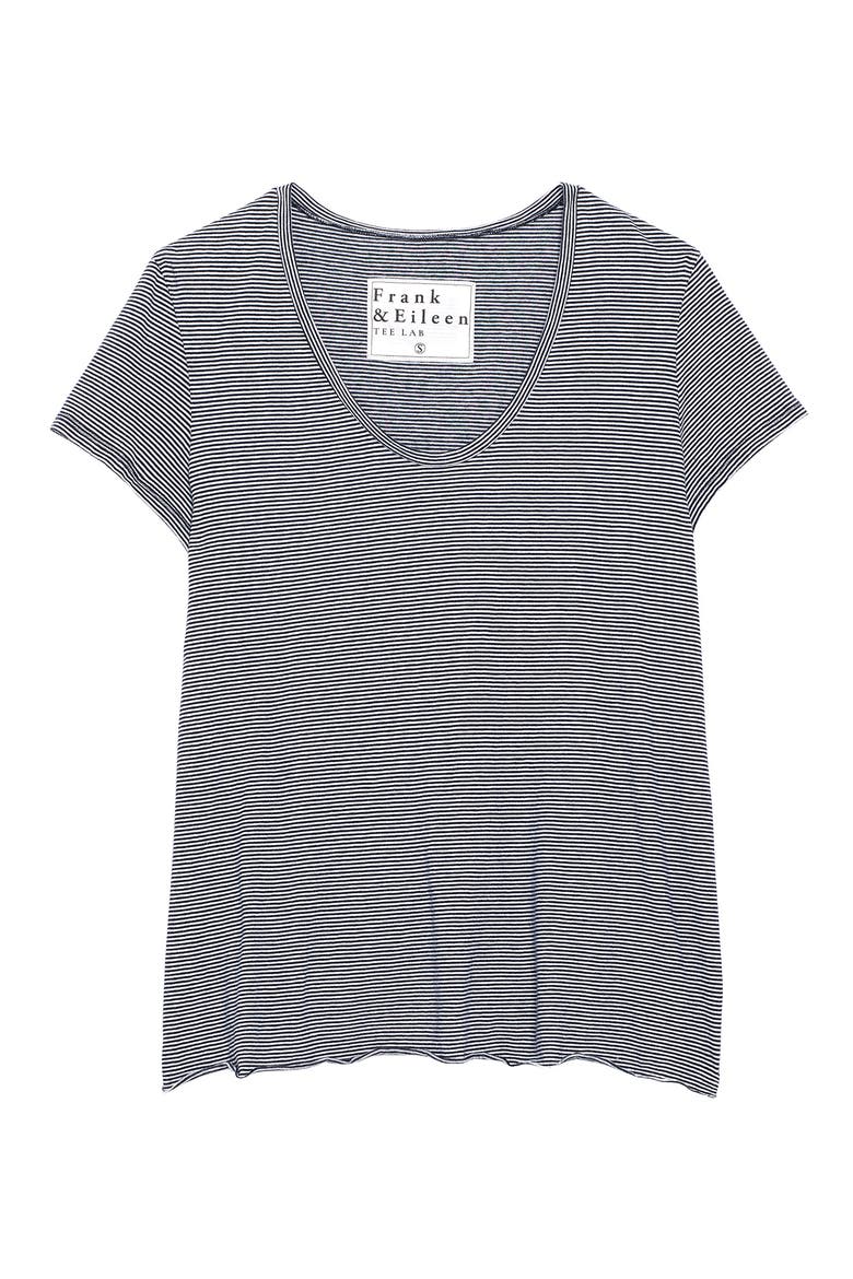 Essential Stripe T-Shirt, Main, color, BRNV + WHT FINE STRIPE