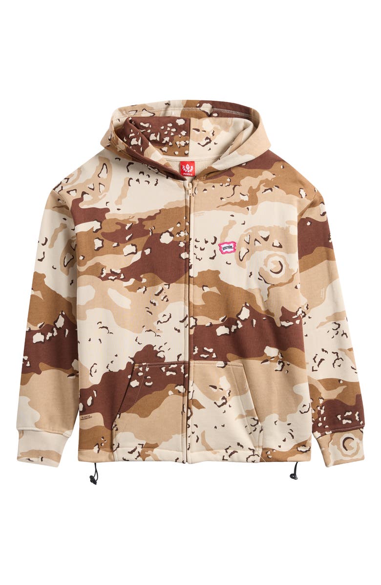 ICECREAM Shift Camo Crop French Terry Zip Hoodie, Alternate, color, Fog