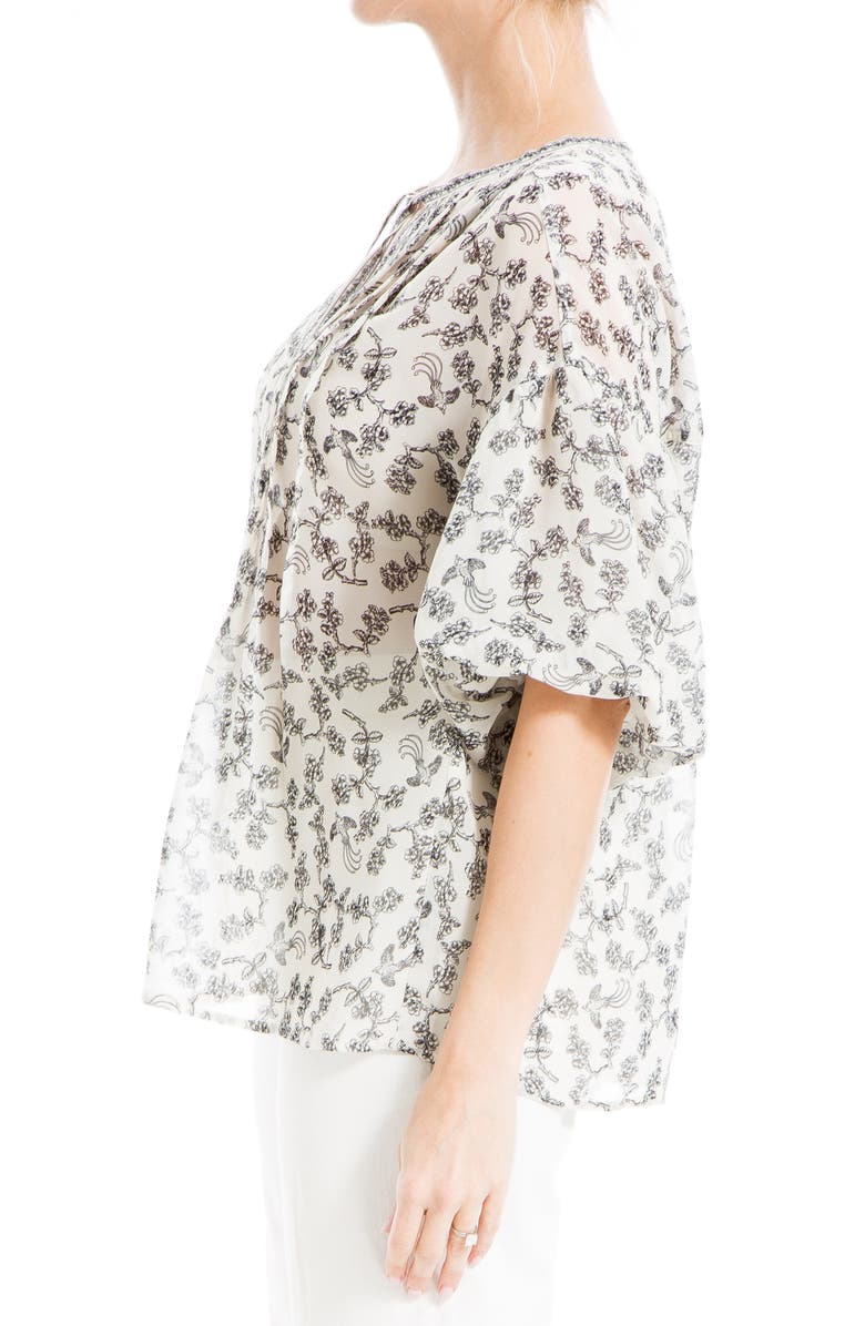 MAX STUDIO Puff Sleeve Pintuck Top, Alternate, color, Cream/ Black