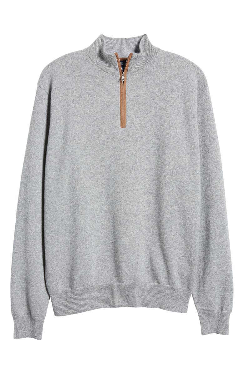 Peter Millar Crown Crafted Artisan Stretch Cashmere Quarter-Zip Pullover, Alternate, color, Gale Grey