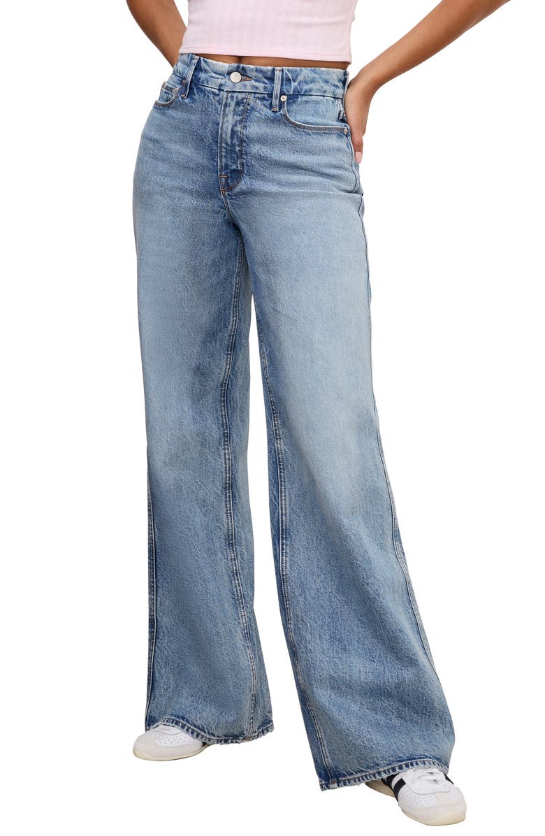 Good American Good Skate High Waist Wide Leg Jeans, Main, color, Indigo756