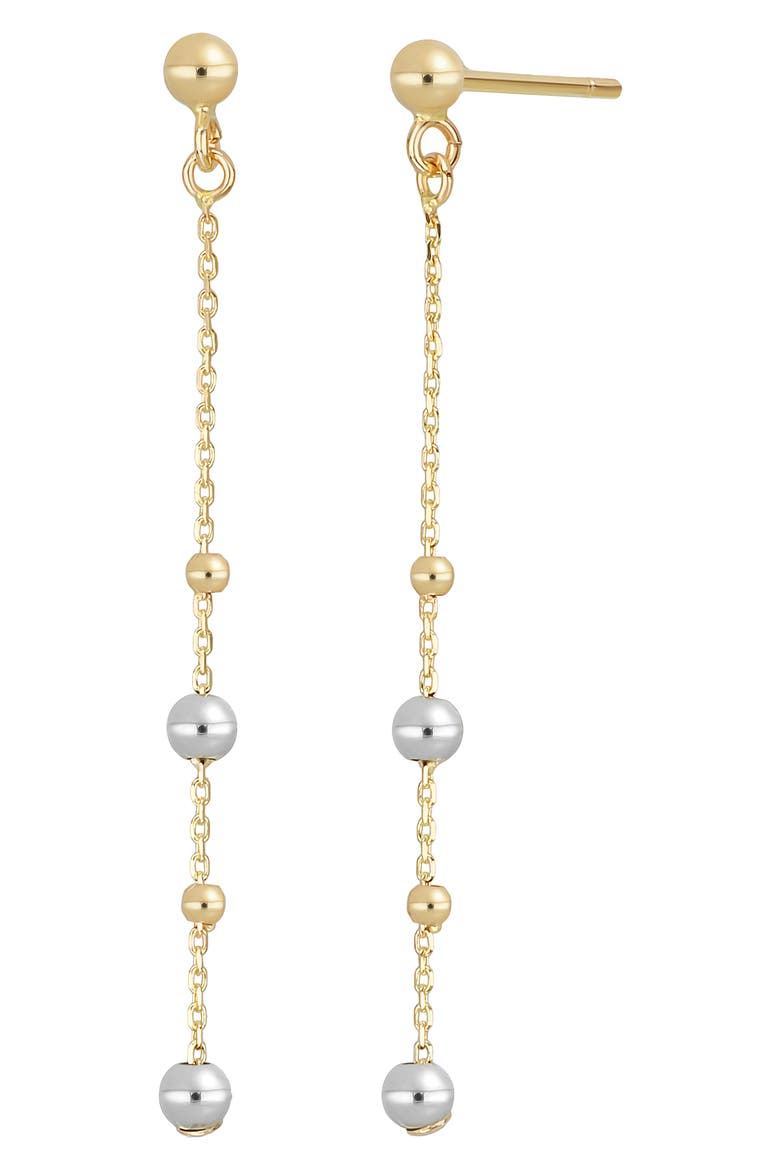 14k Gold Bead Station Drop Earrings, Main, color, 14K WHITE YELLOW GOLD
