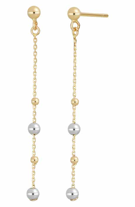 Bony Levy 14k Gold Bead Station Drop Earrings